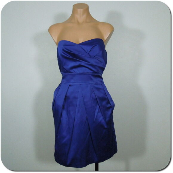 TEEZE ME Formal Dress 9 Juniors Royal Blue Sweetheart Strapless Pleated - Picture 1 of 4